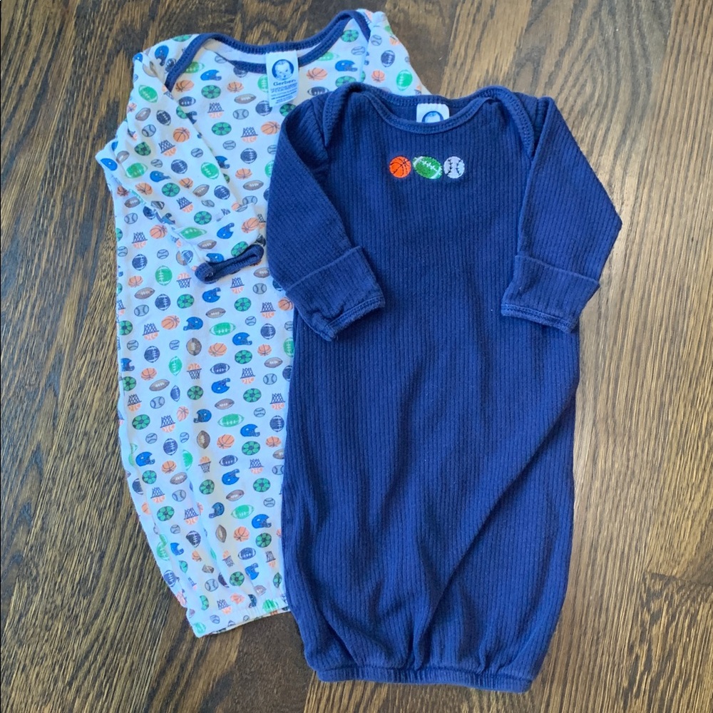 Baby Sleep Gowns Set - Blue and Sports Print